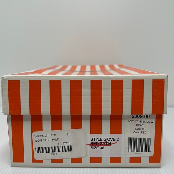 Constanca Basto Red Satin Mules Size 38 New in Box - Picture 6 of 6